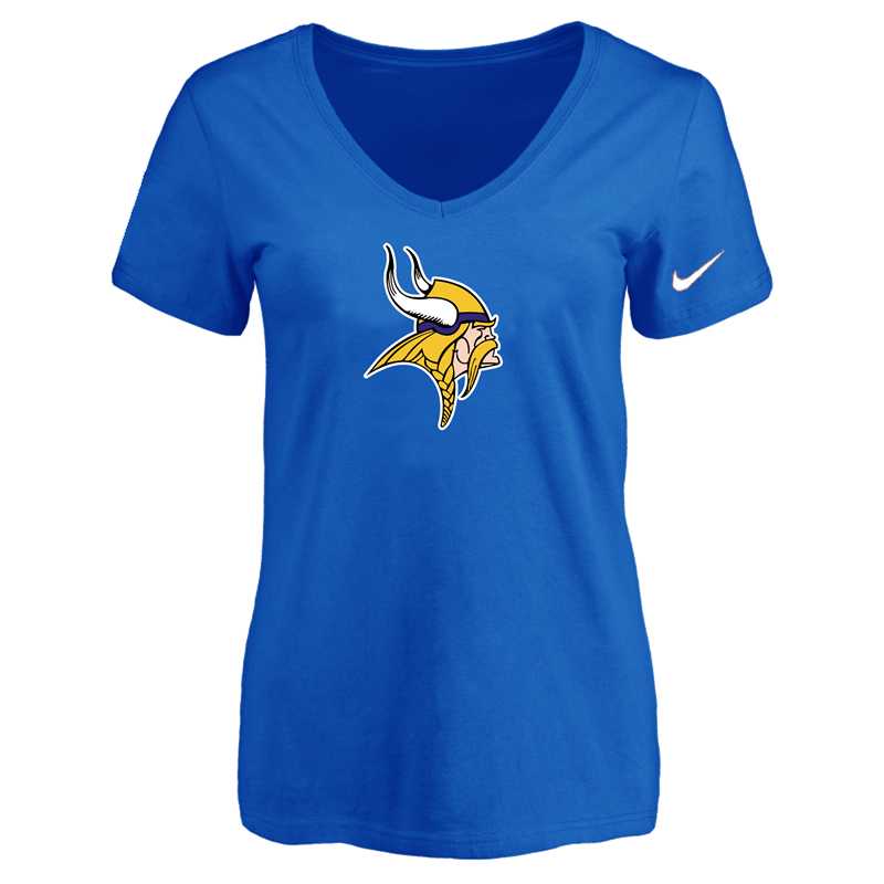 Women's Minnesota Vikings Blue Logo V neck T-Shirt FengYun,We sell and wholesale Women's Minnesota Vikings Blue Logo V neck T-Shirt FengYun on line form chian!
