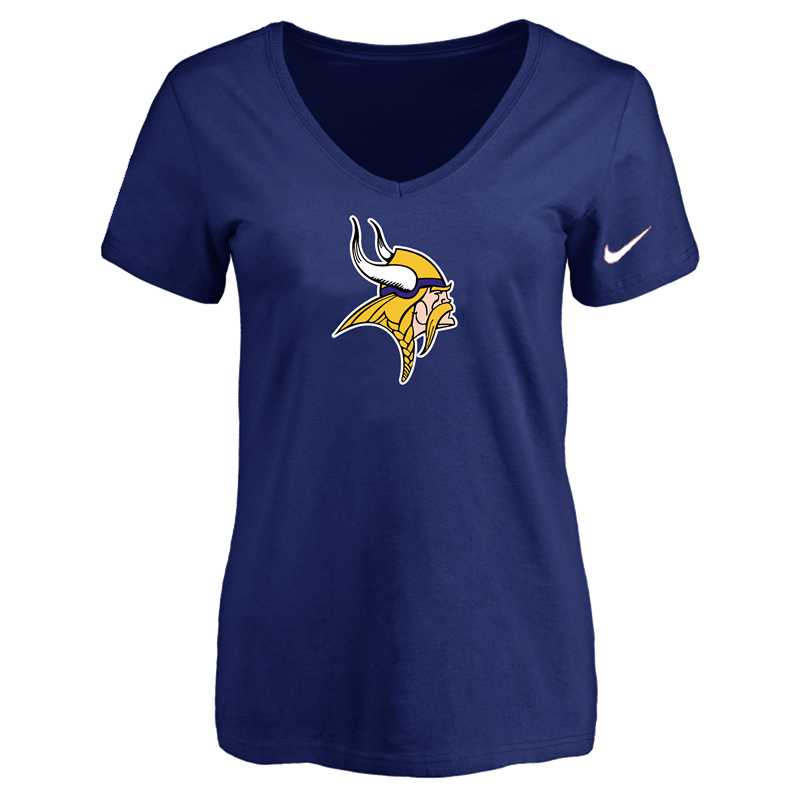 Women's Minnesota Vikings D.Blue Logo V neck T-Shirt FengYun,We sell and wholesale Women's Minnesota Vikings D.Blue Logo V neck T-Shirt FengYun on line form chian!