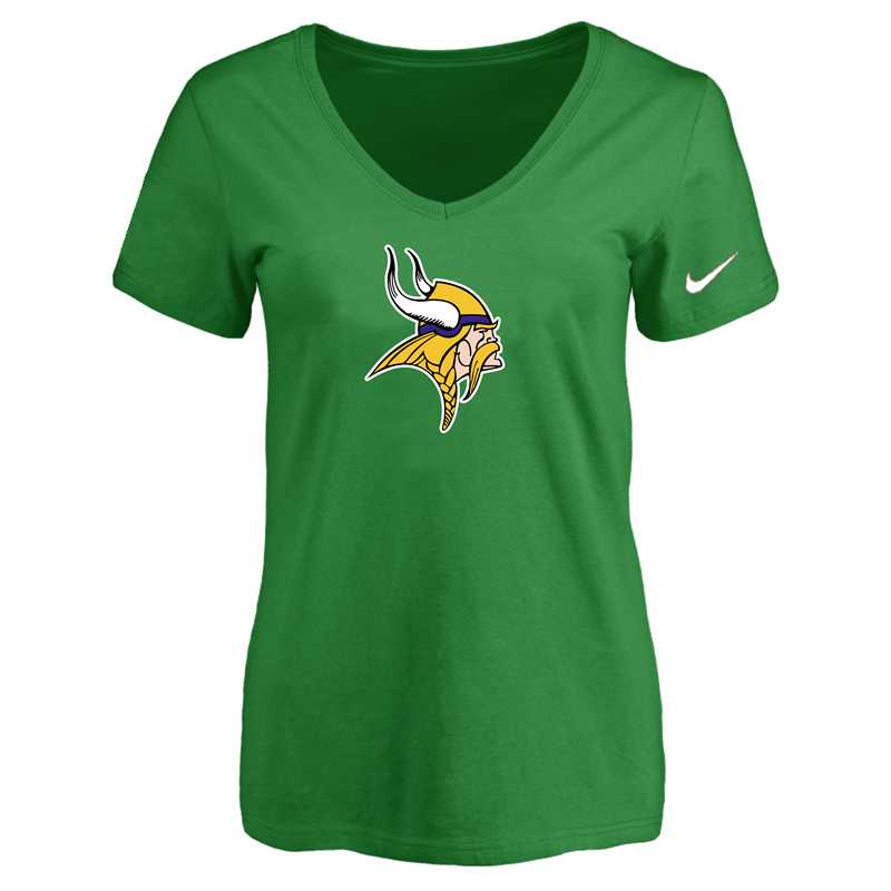 Women's Minnesota Vikings D.Green Logo V neck T-Shirt FengYun,We sell and wholesale Women's Minnesota Vikings D.Green Logo V neck T-Shirt FengYun on line form chian!