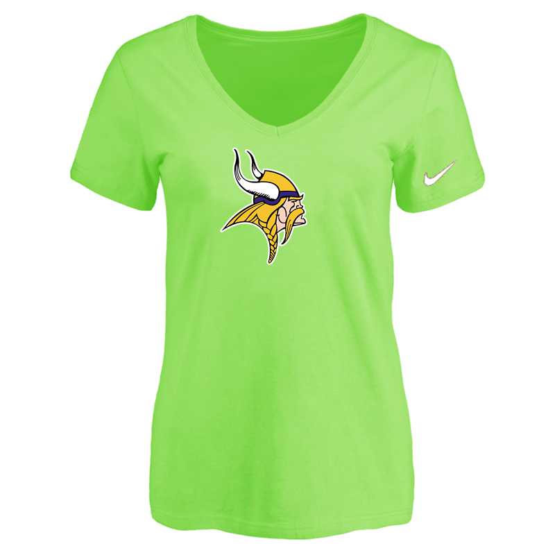 Women's Minnesota Vikings L.Green Logo V neck T-Shirt FengYun,We sell and wholesale Women's Minnesota Vikings L.Green Logo V neck T-Shirt FengYun on line form chian!