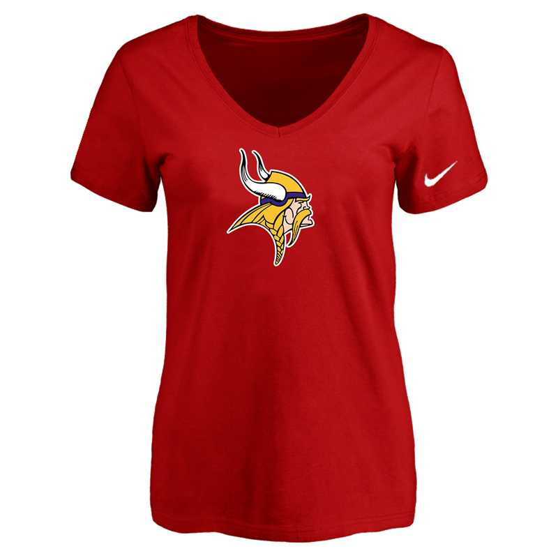 Women's Minnesota Vikings Red Logo V neck T-Shirt FengYun,We sell and wholesale Women's Minnesota Vikings Red Logo V neck T-Shirt FengYun on line form chian!
