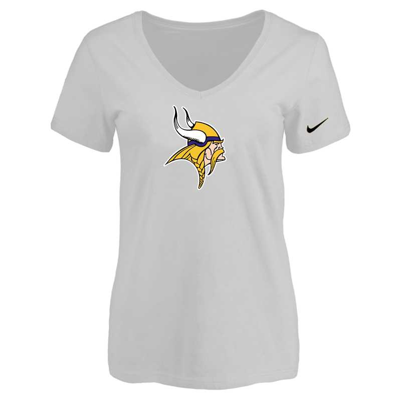 Women's Minnesota Vikings White Logo V neck T-Shirt FengYun,We sell and wholesale Women's Minnesota Vikings White Logo V neck T-Shirt FengYun on line form chian!