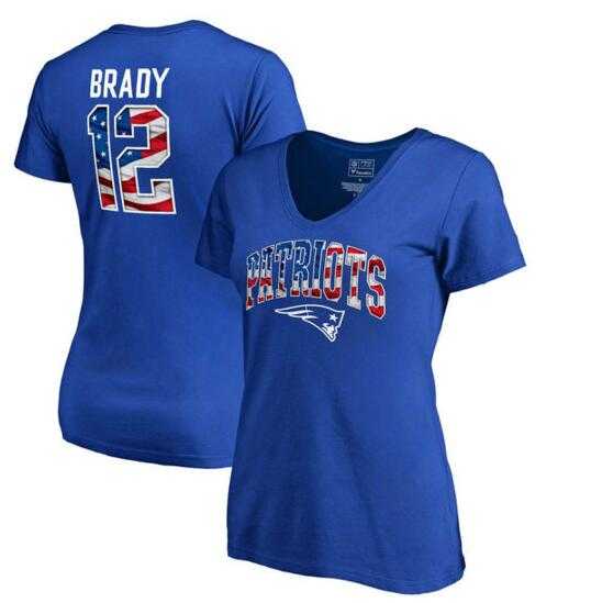 Women's New England Patriots #12 Tom Brady NFL Pro Line by Fanatics Branded Banner Wave Name & Number T Shirt Royal FengYun,We sell and wholesale Women's New England Patriots #12 Tom Brady NFL Pro Line by Fanatics Branded Banner Wave Name & Number T Shirt Royal FengYun on line form chian!