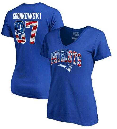 Women's New England Patriots #87 Rob Gronkowski NFL Pro Line by Fanatics Branded Banner Wave Name & Number T Shirt Royal FengYun,We sell and wholesale Women's New England Patriots #87 Rob Gronkowski NFL Pro Line by Fanatics Branded Banner Wave Name & Number T Shirt Royal FengYun on line form chian!