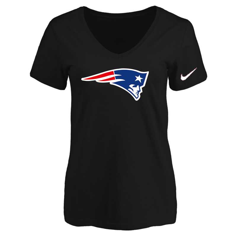 Women's New England Patriots Black Logo V neck T-Shirt FengYun,We sell and wholesale Women's New England Patriots Black Logo V neck T-Shirt FengYun on line form chian!