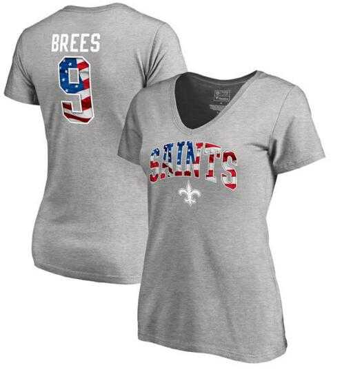 Women's New Orleans Saints #9 Drew Brees NFL Pro Line by Fanatics Branded Banner Wave Name & Number T Shirt Heathered Gray FengYun,We sell and wholesale Women's New Orleans Saints #9 Drew Brees NFL Pro Line by Fanatics Branded Banner Wave Name & Number T Shirt Heathered Gray FengYun on line form chian!