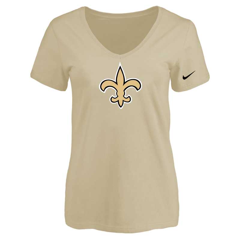 Women's New Orleans Saints Beige Logo V neck T-Shirt FengYun,We sell and wholesale Women's New Orleans Saints Beige Logo V neck T-Shirt FengYun on line form chian!