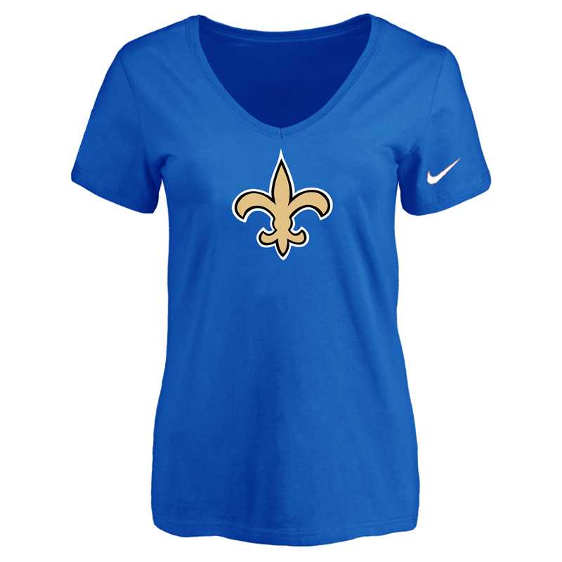 Women's New Orleans Saints Blue Logo V neck T-Shirt FengYun,We sell and wholesale Women's New Orleans Saints Blue Logo V neck T-Shirt FengYun on line form chian!