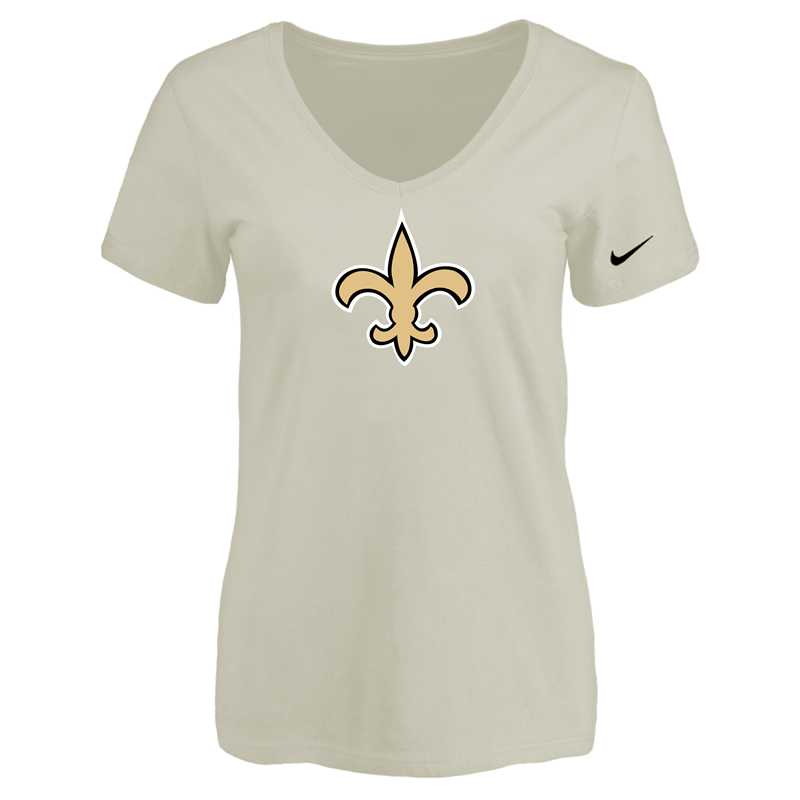 Women's New Orleans Saints Cream Logo V neck T-Shirt FengYun,We sell and wholesale Women's New Orleans Saints Cream Logo V neck T-Shirt FengYun on line form chian!