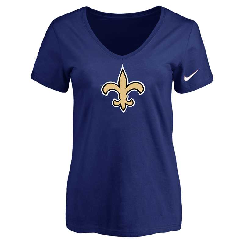 Women's New Orleans Saints D.Blue Logo V neck T-Shirt FengYun,We sell and wholesale Women's New Orleans Saints D.Blue Logo V neck T-Shirt FengYun on line form chian!
