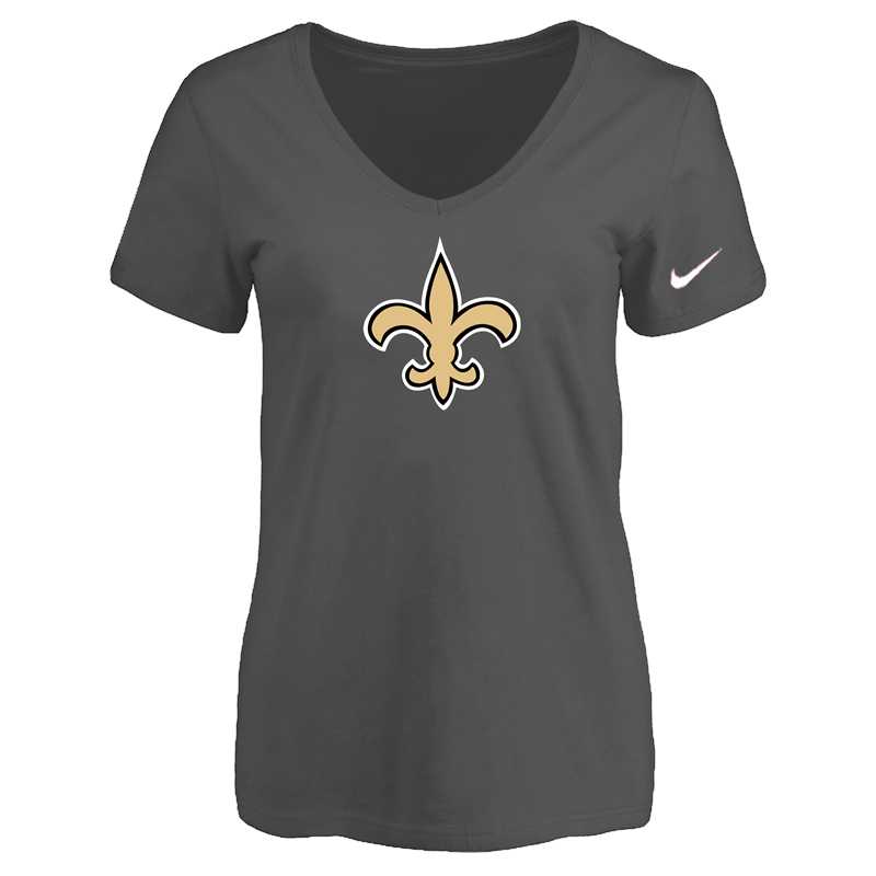 Women's New Orleans Saints D.Gray Logo V neck T-Shirt FengYun,We sell and wholesale Women's New Orleans Saints D.Gray Logo V neck T-Shirt FengYun on line form chian!