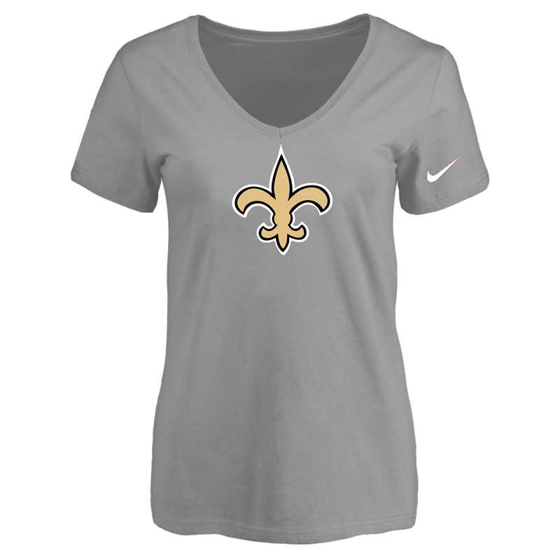 Women's New Orleans Saints L.Gray Logo V neck T-Shirt FengYun,We sell and wholesale Women's New Orleans Saints L.Gray Logo V neck T-Shirt FengYun on line form chian!