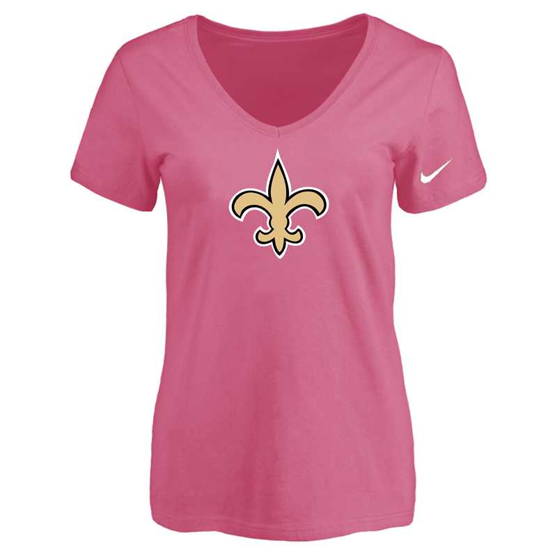 Women's New Orleans Saints Pink Logo V neck T-Shirt FengYun,We sell and wholesale Women's New Orleans Saints Pink Logo V neck T-Shirt FengYun on line form chian!
