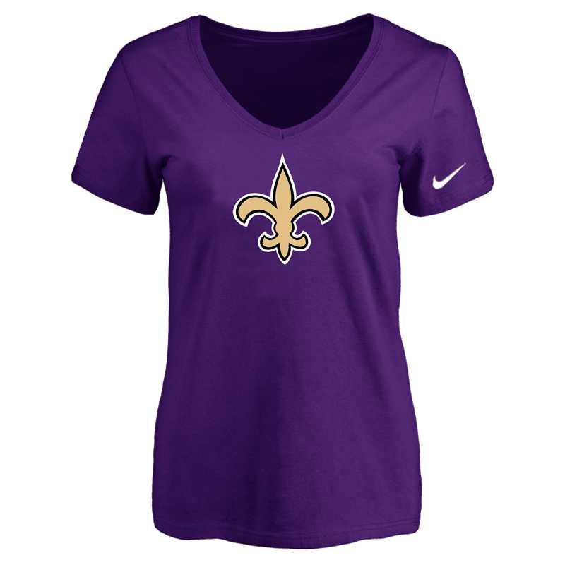 Women's New Orleans Saints Purple Logo V neck T-Shirt FengYun,We sell and wholesale Women's New Orleans Saints Purple Logo V neck T-Shirt FengYun on line form chian!