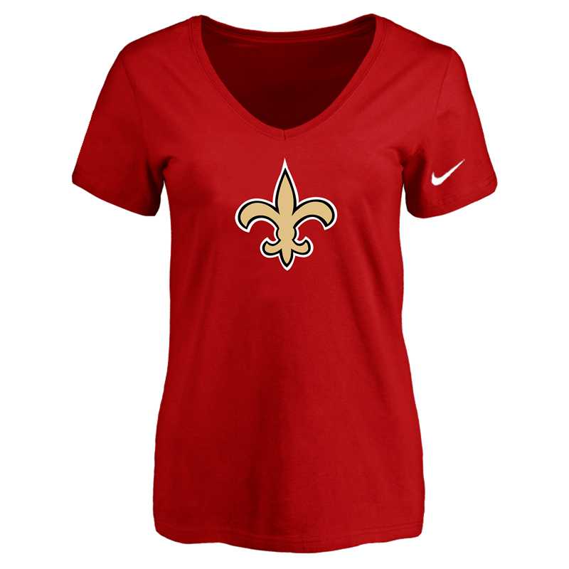 Women's New Orleans Saints Red Logo V neck T-Shirt FengYun,We sell and wholesale Women's New Orleans Saints Red Logo V neck T-Shirt FengYun on line form chian!