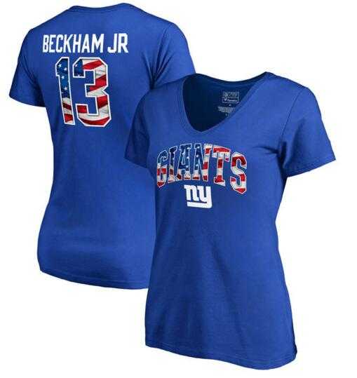 Women's New York Giants #13 Odell Beckham Jr NFL Pro Line by Fanatics Branded Banner Wave Name & Number T Shirt Royal FengYun,We sell and wholesale Women's New York Giants #13 Odell Beckham Jr NFL Pro Line by Fanatics Branded Banner Wave Name & Number T Shirt Royal FengYun on line form chian!