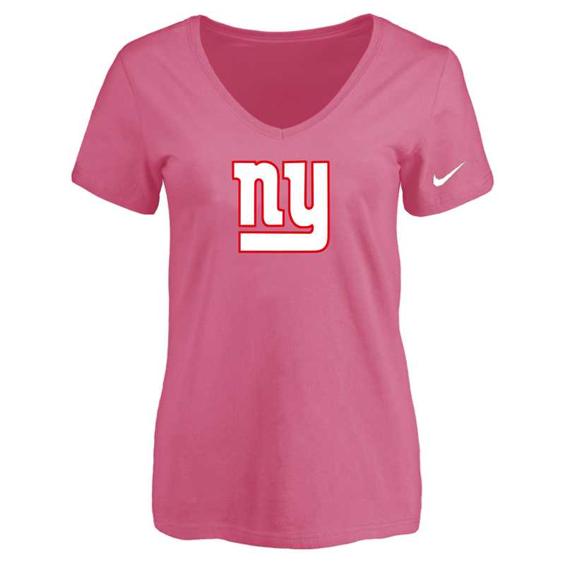 Women's New York Giants Pink Logo V neck T-Shirt FengYun,We sell and wholesale Women's New York Giants Pink Logo V neck T-Shirt FengYun on line form chian!