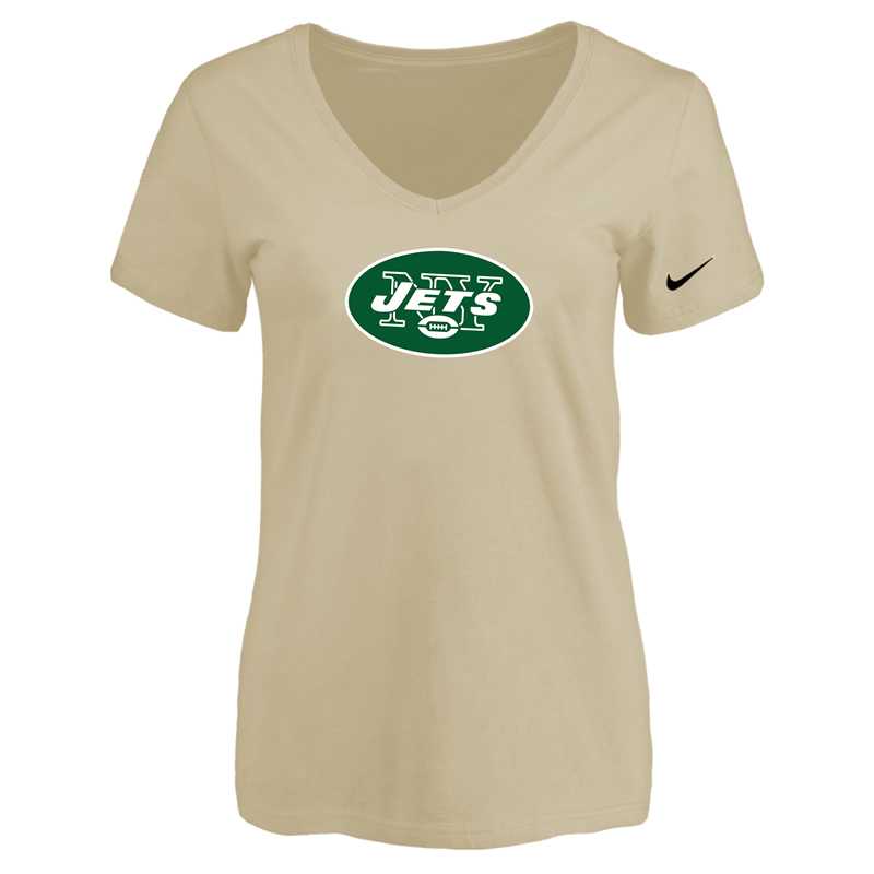 Women's New York Jets Beige Logo V neck T-Shirt FengYun,We sell and wholesale Women's New York Jets Beige Logo V neck T-Shirt FengYun on line form chian!