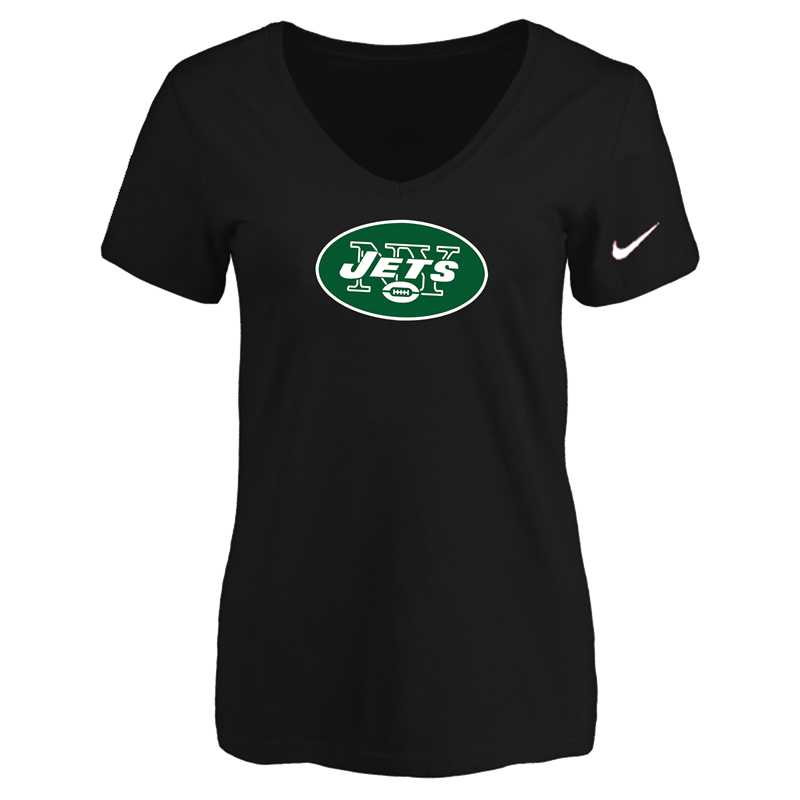 Women's New York Jets Black Logo V neck T-Shirt FengYun,We sell and wholesale Women's New York Jets Black Logo V neck T-Shirt FengYun on line form chian!