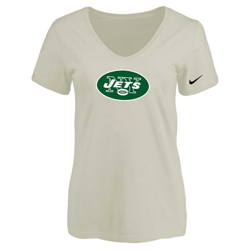 Women's New York Jets Cream Logo V neck T-Shirt FengYun,We sell and wholesale Women's New York Jets Cream Logo V neck T-Shirt FengYun on line form chian!