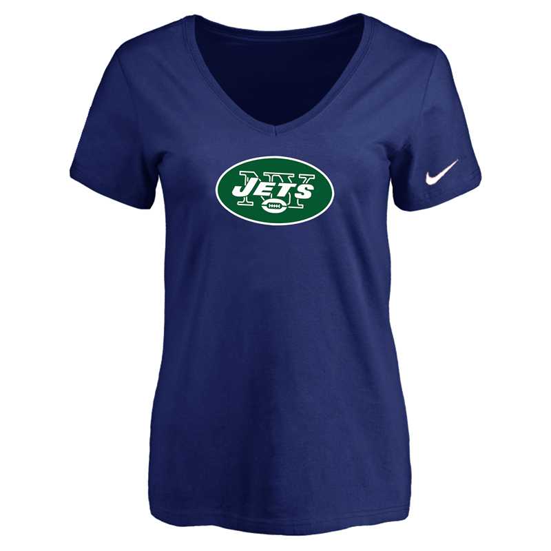 Women's New York Jets D.Blue Logo V neck T-Shirt FengYun,We sell and wholesale Women's New York Jets D.Blue Logo V neck T-Shirt FengYun on line form chian!