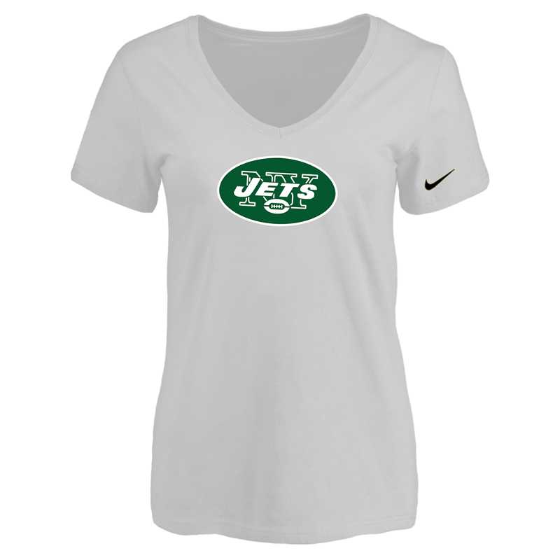 Women's New York Jets White Logo V neck T-Shirt FengYun,We sell and wholesale Women's New York Jets White Logo V neck T-Shirt FengYun on line form chian!