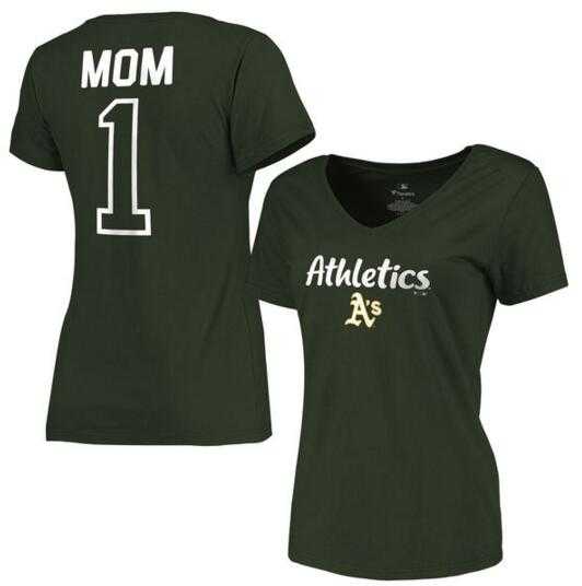 Women's Oakland Athletics 2017 Mother's Day #1 Mom V-Neck T-Shirt - Green FengYun,We sell and wholesale Women's Oakland Athletics 2017 Mother's Day #1 Mom V-Neck T-Shirt - Green FengYun on line form chian!