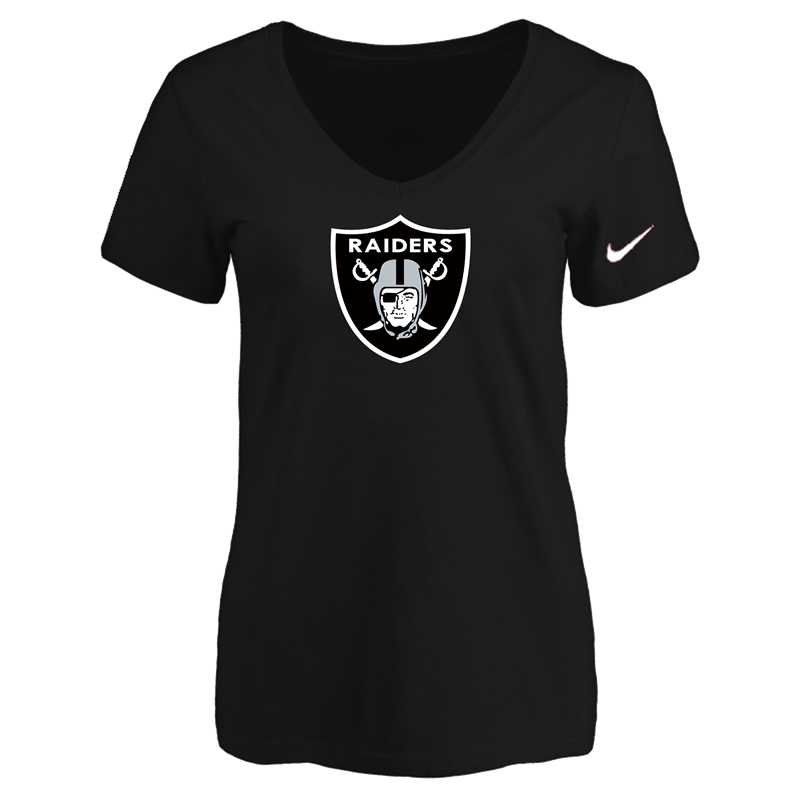 Women's Oakland Raiders Black Logo V neck T-Shirt FengYun,We sell and wholesale Women's Oakland Raiders Black Logo V neck T-Shirt FengYun on line form chian!