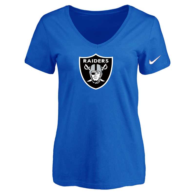 Women's Oakland Raiders Blue Logo V neck T-Shirt FengYun,We sell and wholesale Women's Oakland Raiders Blue Logo V neck T-Shirt FengYun on line form chian!