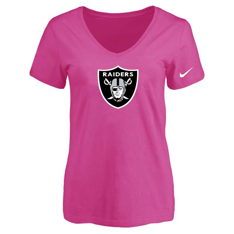 Women's Oakland Raiders Peach Logo V neck T-Shirt FengYun,We sell and wholesale Women's Oakland Raiders Peach Logo V neck T-Shirt FengYun on line form chian!