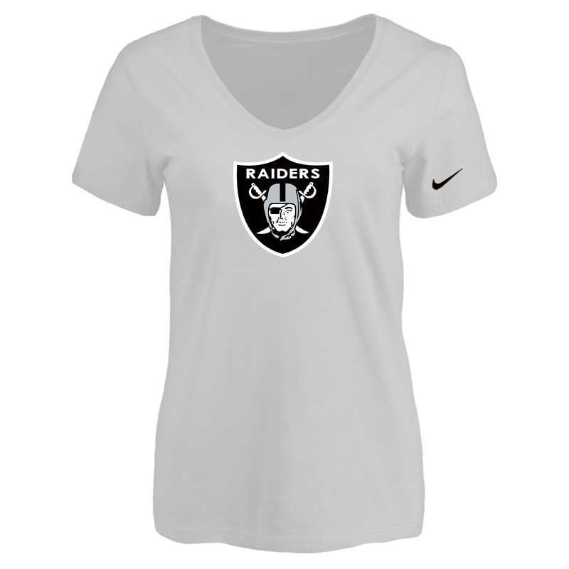 Women's Oakland Raiders White Logo V neck T-Shirt FengYun,We sell and wholesale Women's Oakland Raiders White Logo V neck T-Shirt FengYun on line form chian!