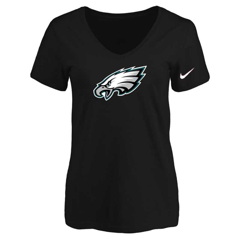 Women's Philadelphia Eagles Black Logo V neck T-Shirt FengYun,We sell and wholesale Women's Philadelphia Eagles Black Logo V neck T-Shirt FengYun on line form chian!