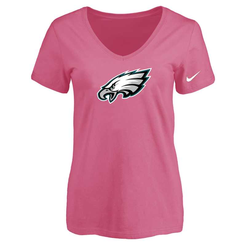 Women's Philadelphia Eagles Pink Logo V neck T-Shirt FengYun,We sell and wholesale Women's Philadelphia Eagles Pink Logo V neck T-Shirt FengYun on line form chian!