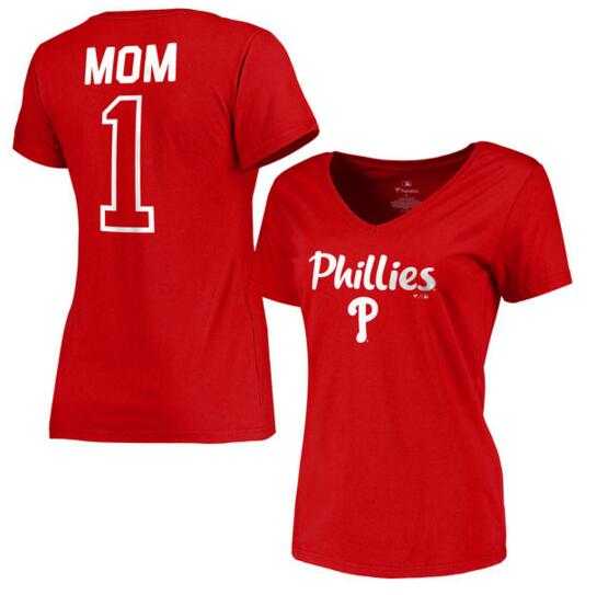Women's Philadelphia Phillies 2017 Mother's Day #1 Mom V-Neck T-Shirt - Red FengYun,We sell and wholesale Women's Philadelphia Phillies 2017 Mother's Day #1 Mom V-Neck T-Shirt - Red FengYun on line form chian!