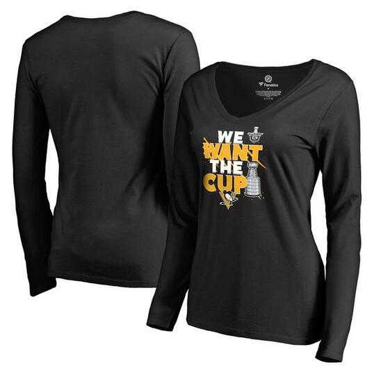 Women's Pittsburgh Penguins Fanatics Branded 2017 NHL Stanley Cup Playoff Participant Blue Line V Neck Long Sleeve T Shirt Black FengYun,We sell and wholesale Women's Pittsburgh Penguins Fanatics Branded 2017 NHL Stanley Cup Playoff Participant Blue Line V Neck Long Sleeve T Shirt Black FengYun on line form chian!