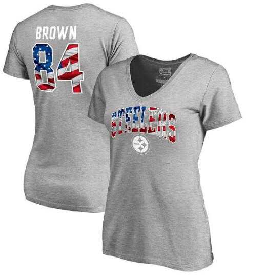 Women's Pittsburgh Steelers #84 Antonio Brown NFL Pro Line by Fanatics Branded Banner Wave Name & Number T Shirt Heathered Gray FengYun,We sell and wholesale Women's Pittsburgh Steelers #84 Antonio Brown NFL Pro Line by Fanatics Branded Banner Wave Name & Number T Shirt Heathered Gray FengYun on line form chian!