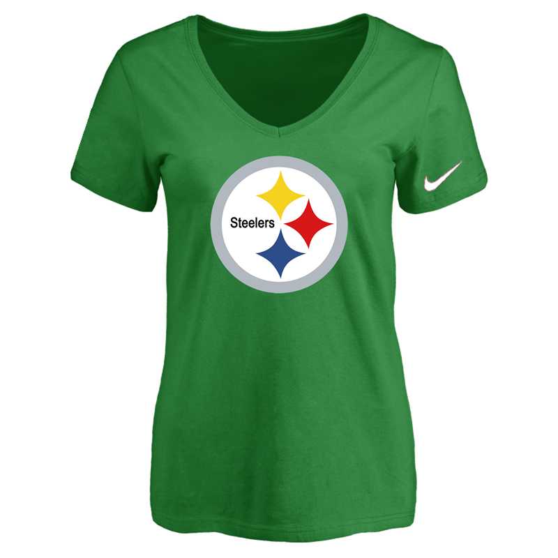Women's Pittsburgh Steelers D.Green Logo V neck T-Shirt FengYun,We sell and wholesale Women's Pittsburgh Steelers D.Green Logo V neck T-Shirt FengYun on line form chian!