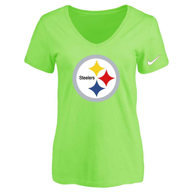Women's Pittsburgh Steelers L.Green Logo V neck T-Shirt FengYun,We sell and wholesale Women's Pittsburgh Steelers L.Green Logo V neck T-Shirt FengYun on line form chian!