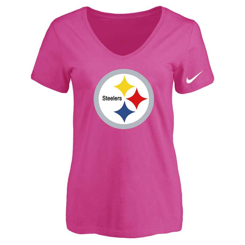 Women's Pittsburgh Steelers Peach Logo V neck T-Shirt FengYun,We sell and wholesale Women's Pittsburgh Steelers Peach Logo V neck T-Shirt FengYun on line form chian!