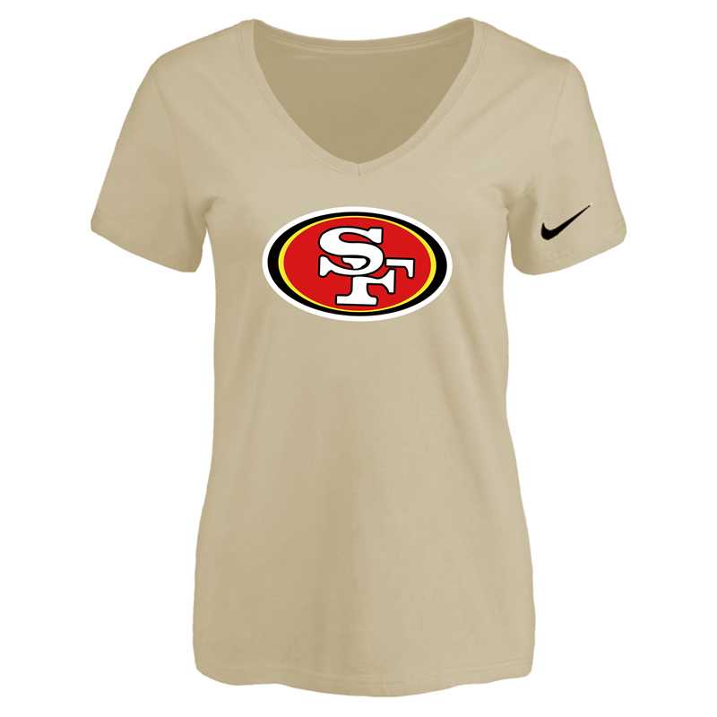 Women's San Francisco 49ers Beige Logo V neck T-Shirt FengYun,We sell and wholesale Women's San Francisco 49ers Beige Logo V neck T-Shirt FengYun on line form chian!
