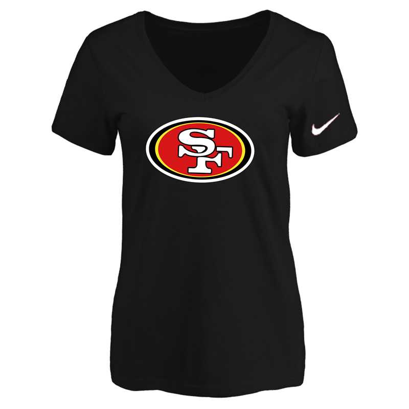 Women's San Francisco 49ers Black Logo V neck T-Shirt FengYun,We sell and wholesale Women's San Francisco 49ers Black Logo V neck T-Shirt FengYun on line form chian!