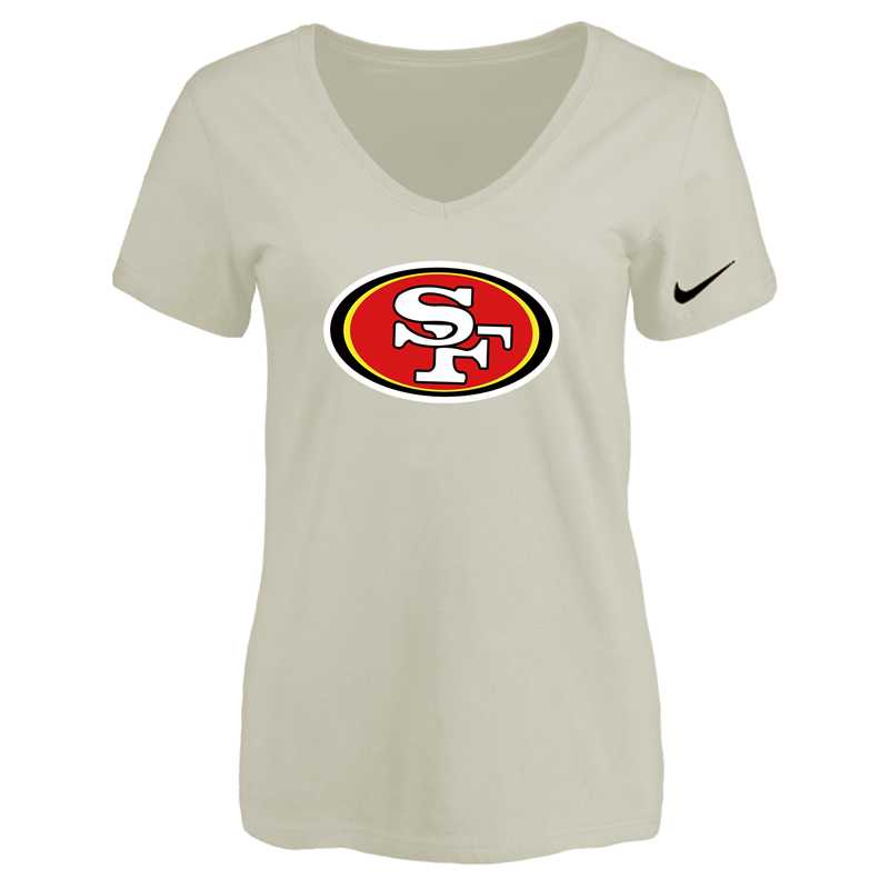Women's San Francisco 49ers Cream Logo V neck T-Shirt FengYun,We sell and wholesale Women's San Francisco 49ers Cream Logo V neck T-Shirt FengYun on line form chian!