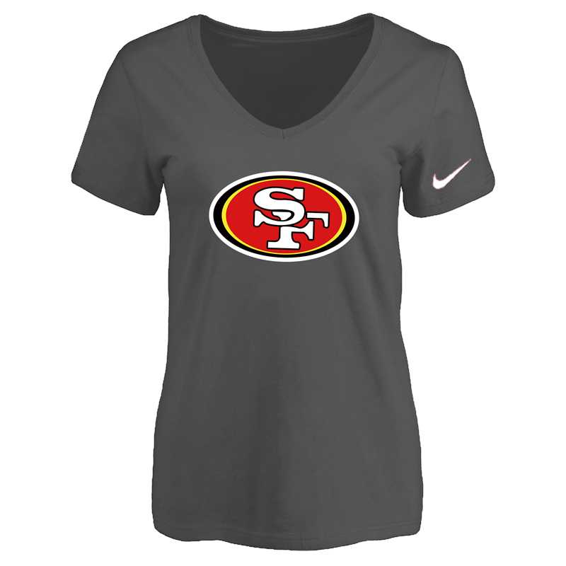 Women's San Francisco 49ers D.Gray Logo V neck T-Shirt FengYun,We sell and wholesale Women's San Francisco 49ers D.Gray Logo V neck T-Shirt FengYun on line form chian!