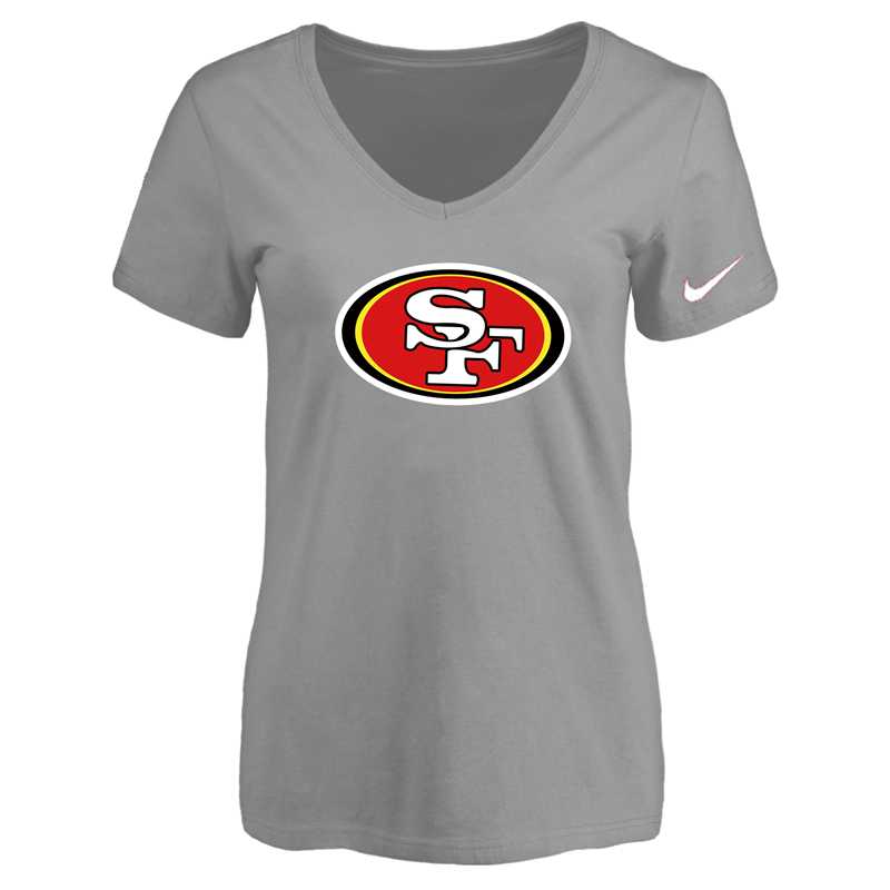 Women's San Francisco 49ers L.Gray Logo V neck T-Shirt FengYun,We sell and wholesale Women's San Francisco 49ers L.Gray Logo V neck T-Shirt FengYun on line form chian!