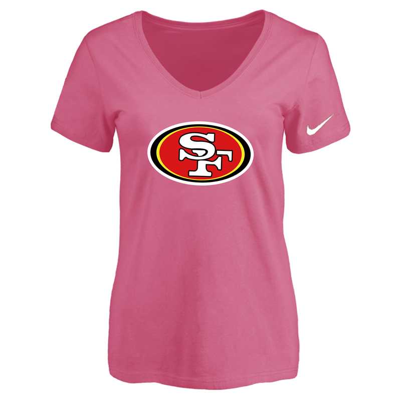 Women's San Francisco 49ers Pink Logo V neck T-Shirt FengYun,We sell and wholesale Women's San Francisco 49ers Pink Logo V neck T-Shirt FengYun on line form chian!
