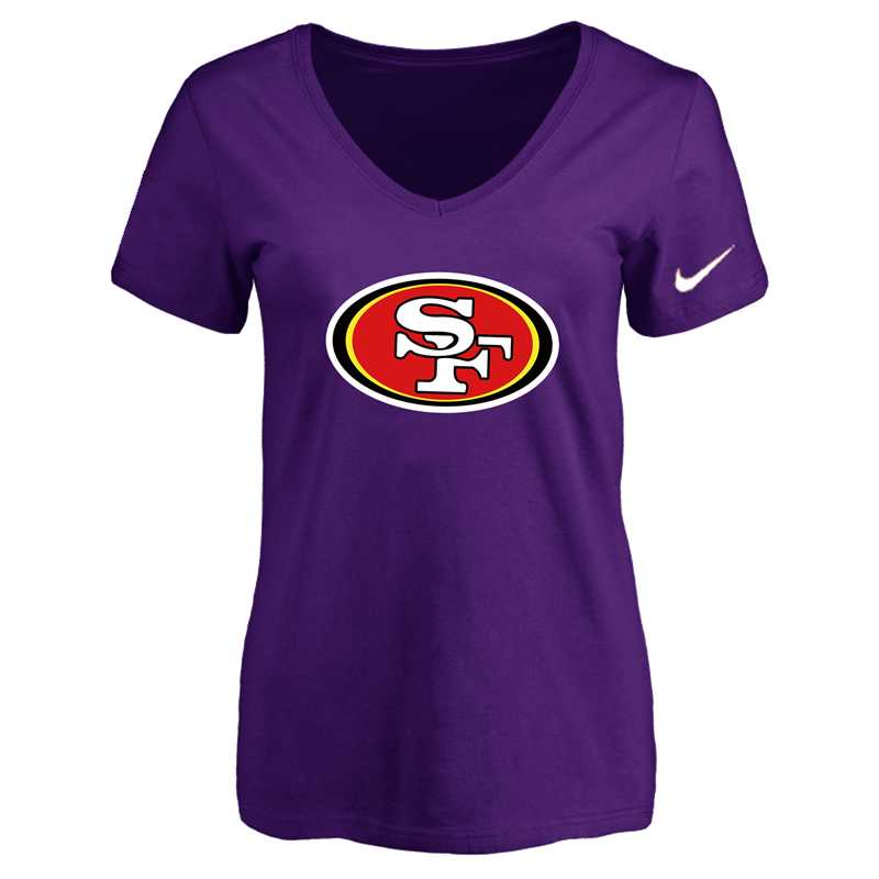 Women's San Francisco 49ers Purple Logo V neck T-Shirt FengYun,We sell and wholesale Women's San Francisco 49ers Purple Logo V neck T-Shirt FengYun on line form chian!