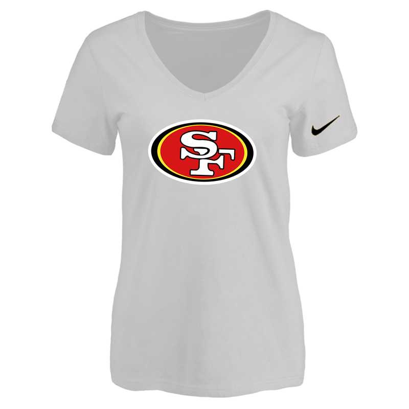 Women's San Francisco 49ers White Logo V neck T-Shirt FengYun,We sell and wholesale Women's San Francisco 49ers White Logo V neck T-Shirt FengYun on line form chian!