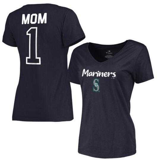 Women's Seattle Mariners 2017 Mother's Day #1 Mom V-Neck T-Shirt - Navy FengYun,We sell and wholesale Women's Seattle Mariners 2017 Mother's Day #1 Mom V-Neck T-Shirt - Navy FengYun on line form chian!