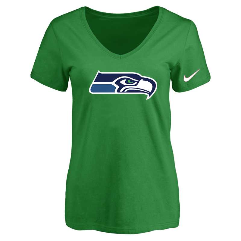 Women's Seattle Seahawks D.Green Logo V neck T-Shirt FengYun,We sell and wholesale Women's Seattle Seahawks D.Green Logo V neck T-Shirt FengYun on line form chian!