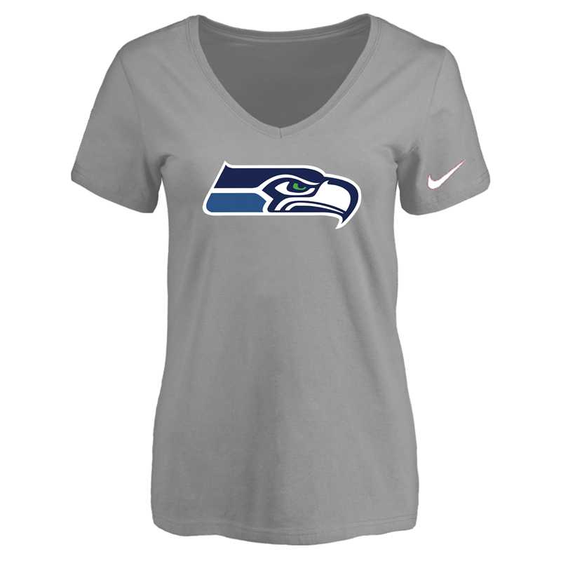 Women's Seattle Seahawks L.Gray Logo V neck T-Shirt FengYun,We sell and wholesale Women's Seattle Seahawks L.Gray Logo V neck T-Shirt FengYun on line form chian!